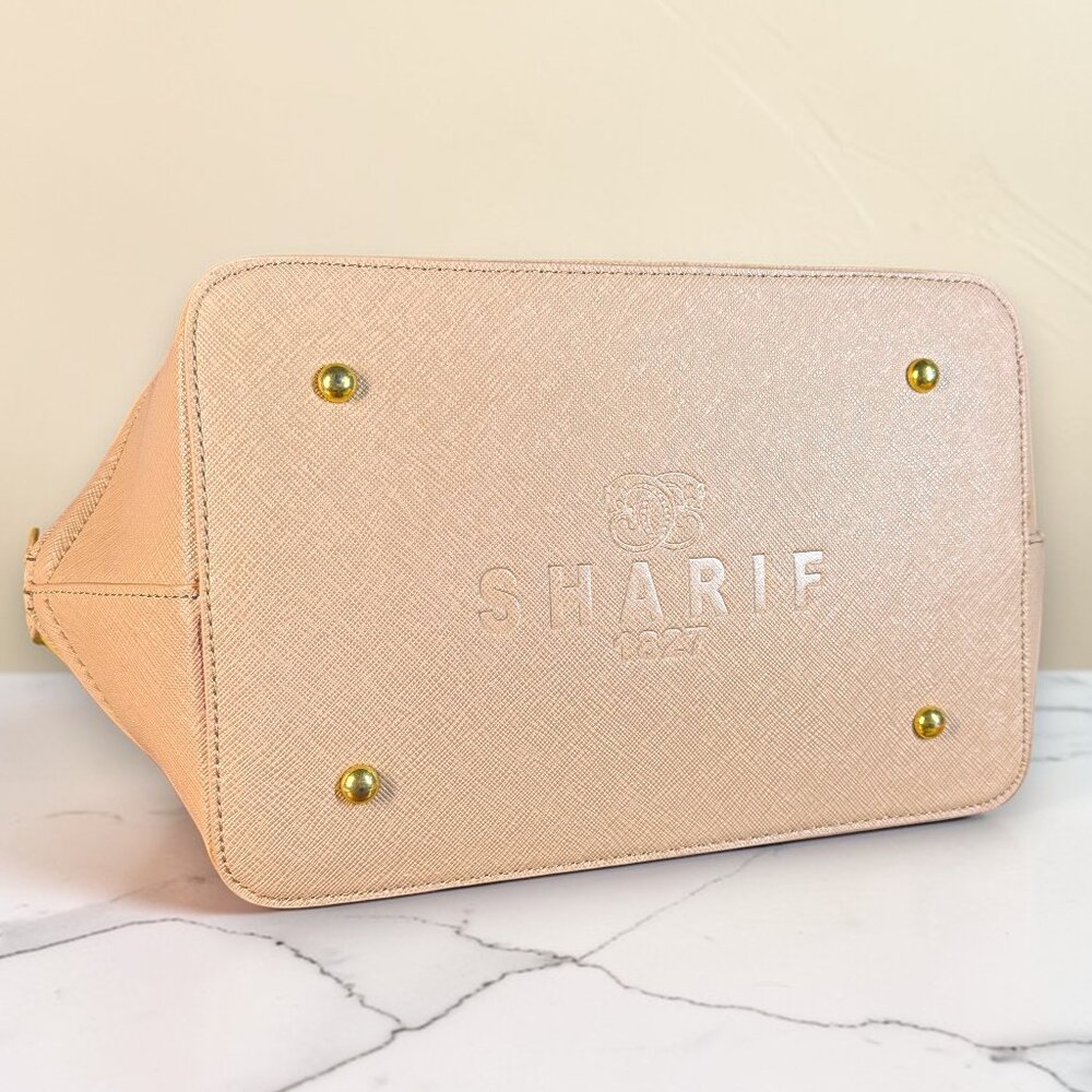 Sharif 1827 Vegan Leather Two-Toned Bowler Satchel Bag with Matching Pouch- New - Picture 9 of 16